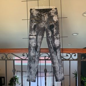 Guess tie-dye black grey distressed jeans